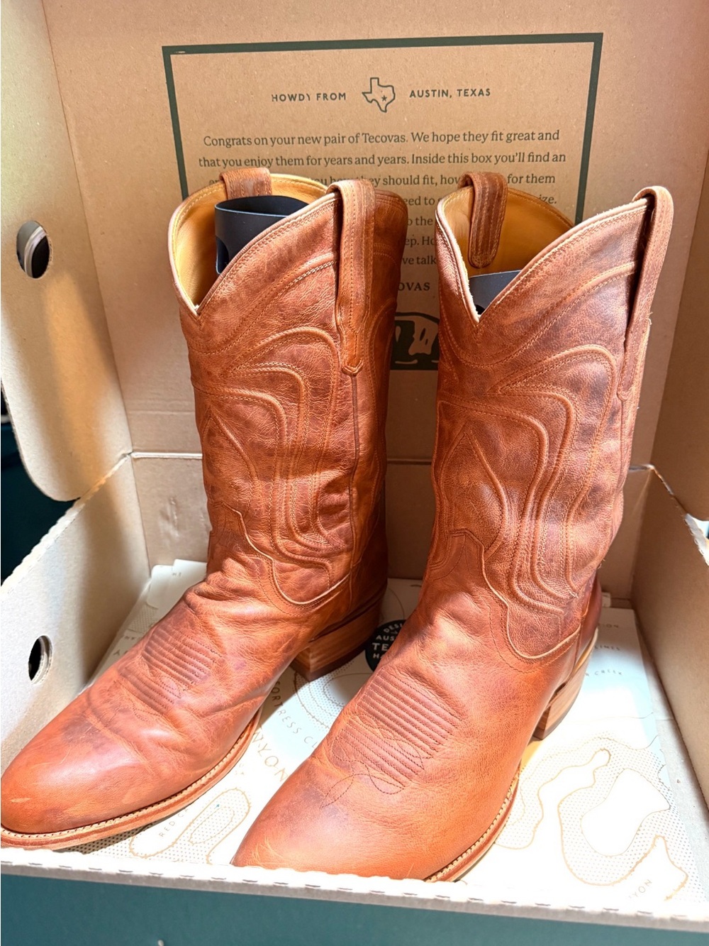 Tecovas Men's brown Leather Western Boots Scotch Goat